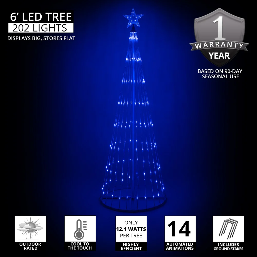 6-ft. Blue LED Animated Outdoor Lightshow Christmas Tree - Image 2