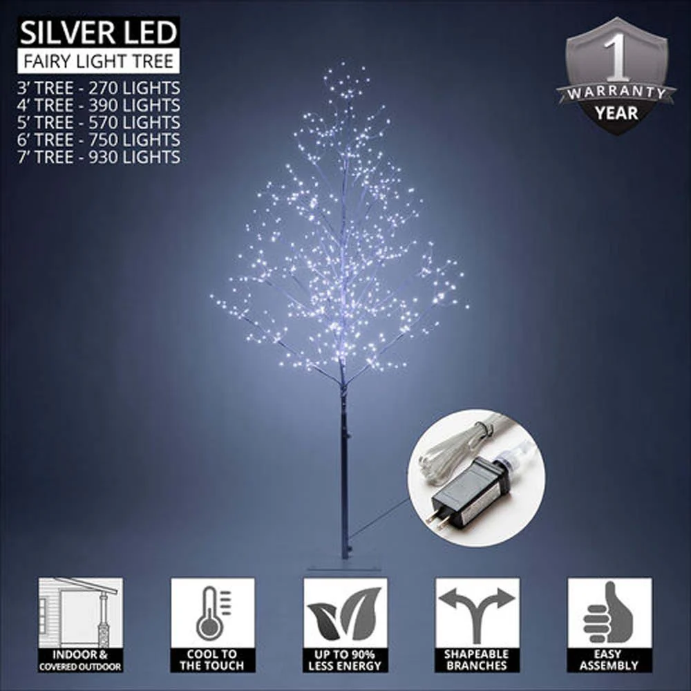 6-ft. Silver Fairy Light Tree, Cool White LED - Image 8
