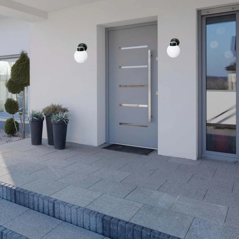 6-in Outdoor Wall w/ White Glass Black Finish - Image 3
