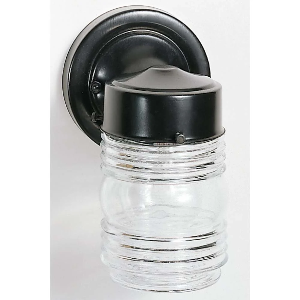 6-in Porch Wall Mason Jar w/Clear Glass Black Finish