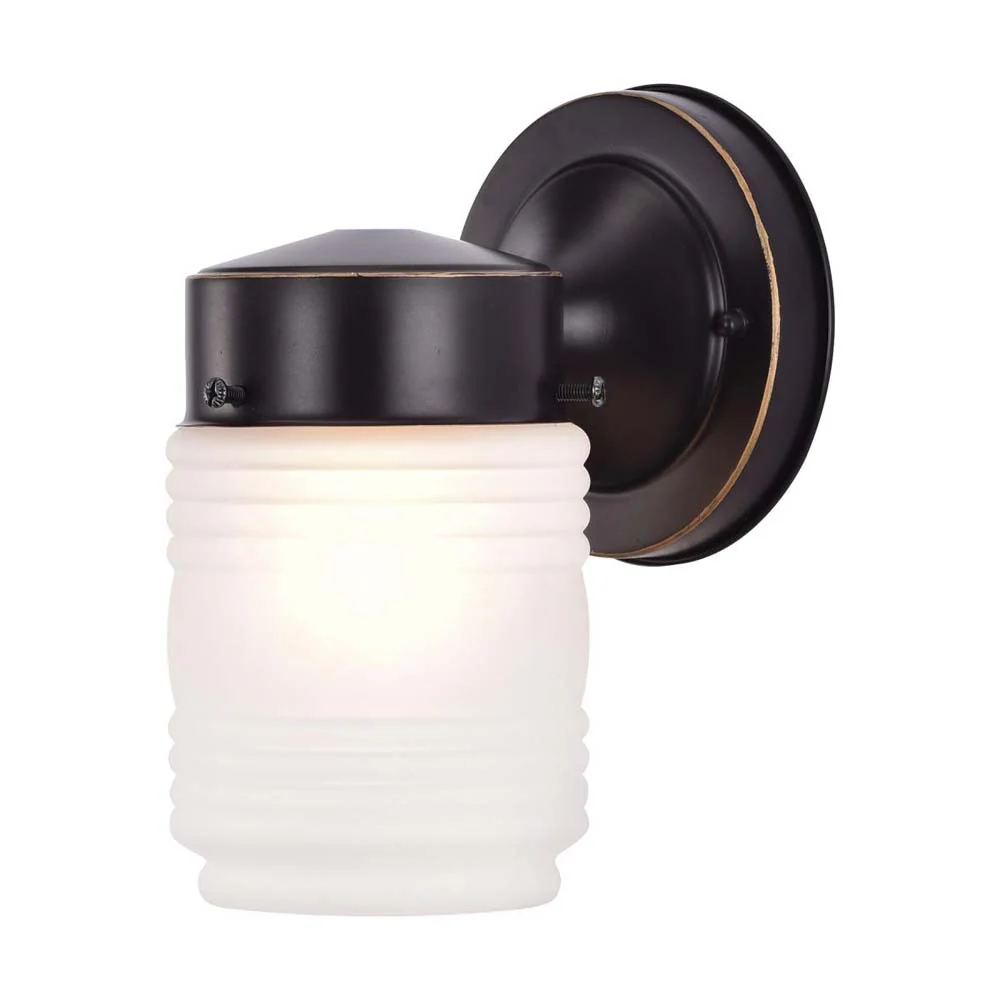 6-in Porch Wall Mason Jar w/ Frosted Glass Mahogany Bronze Finish 120v - Image 2