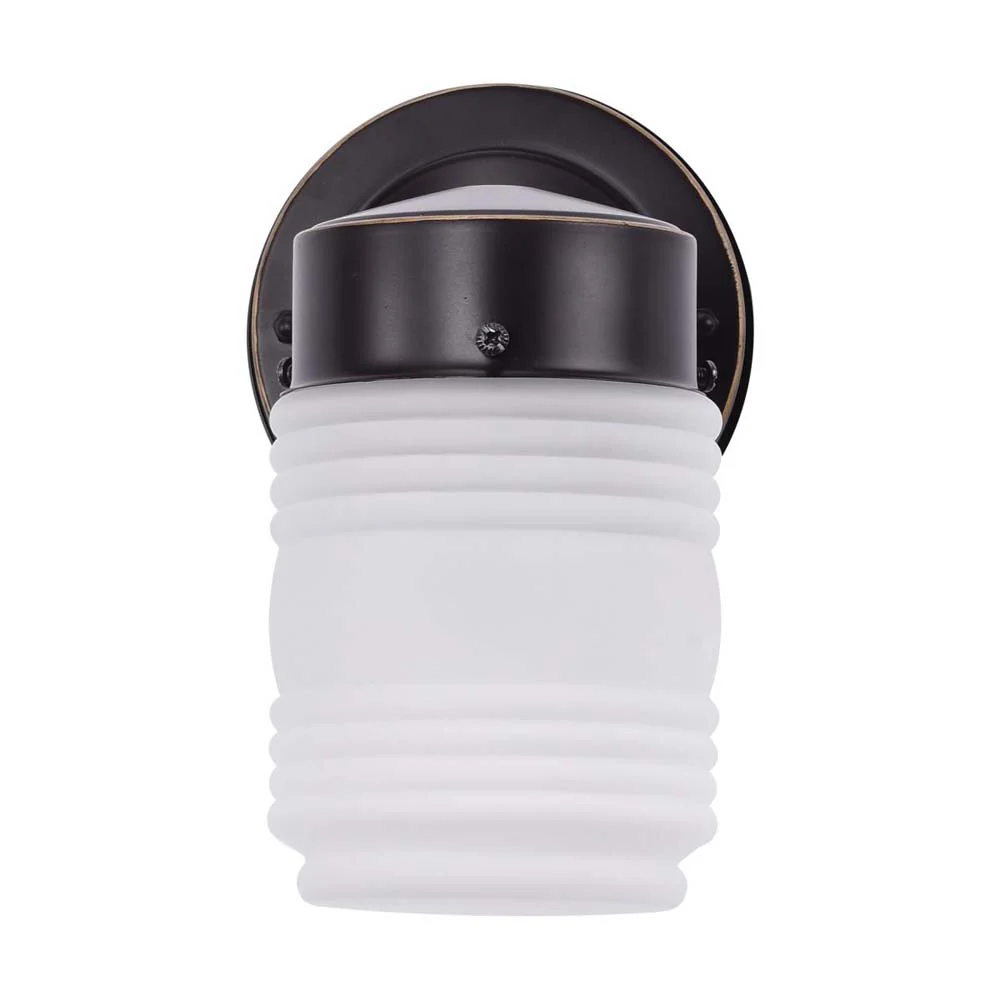 6-in Porch Wall Mason Jar w/ Frosted Glass Mahogany Bronze Finish 120v - Image 3
