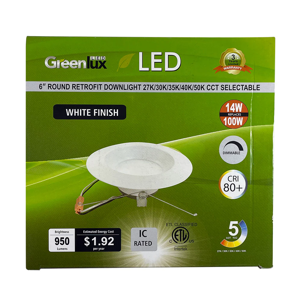 6in Round LED Downlight Selectable CCT 14w 950Lm Dimmable - 100w Replacement - Image 4