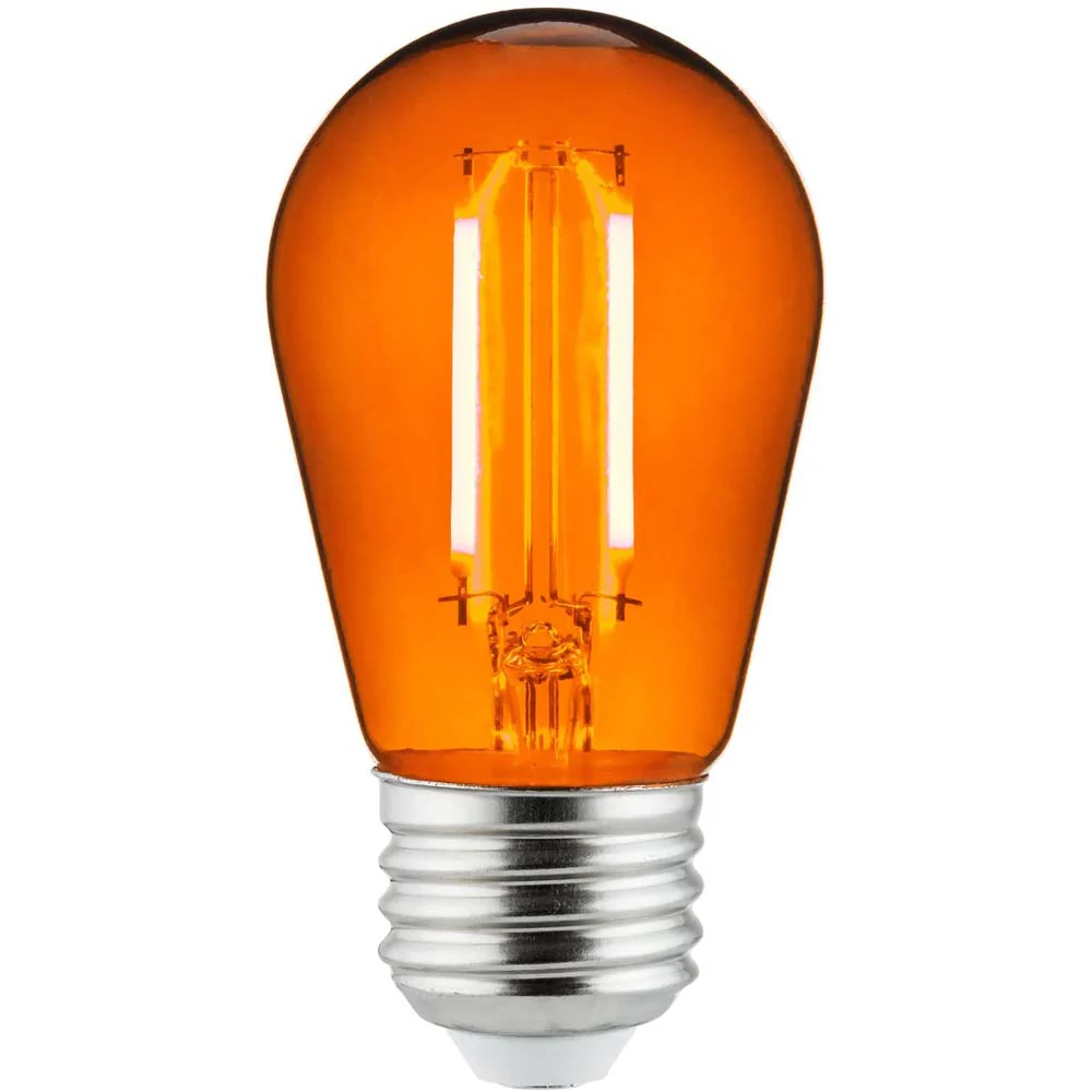 6Pk - 2 watts Orange LED Filament S14 Sign Clear Dimmable Light Bulb - Image 3