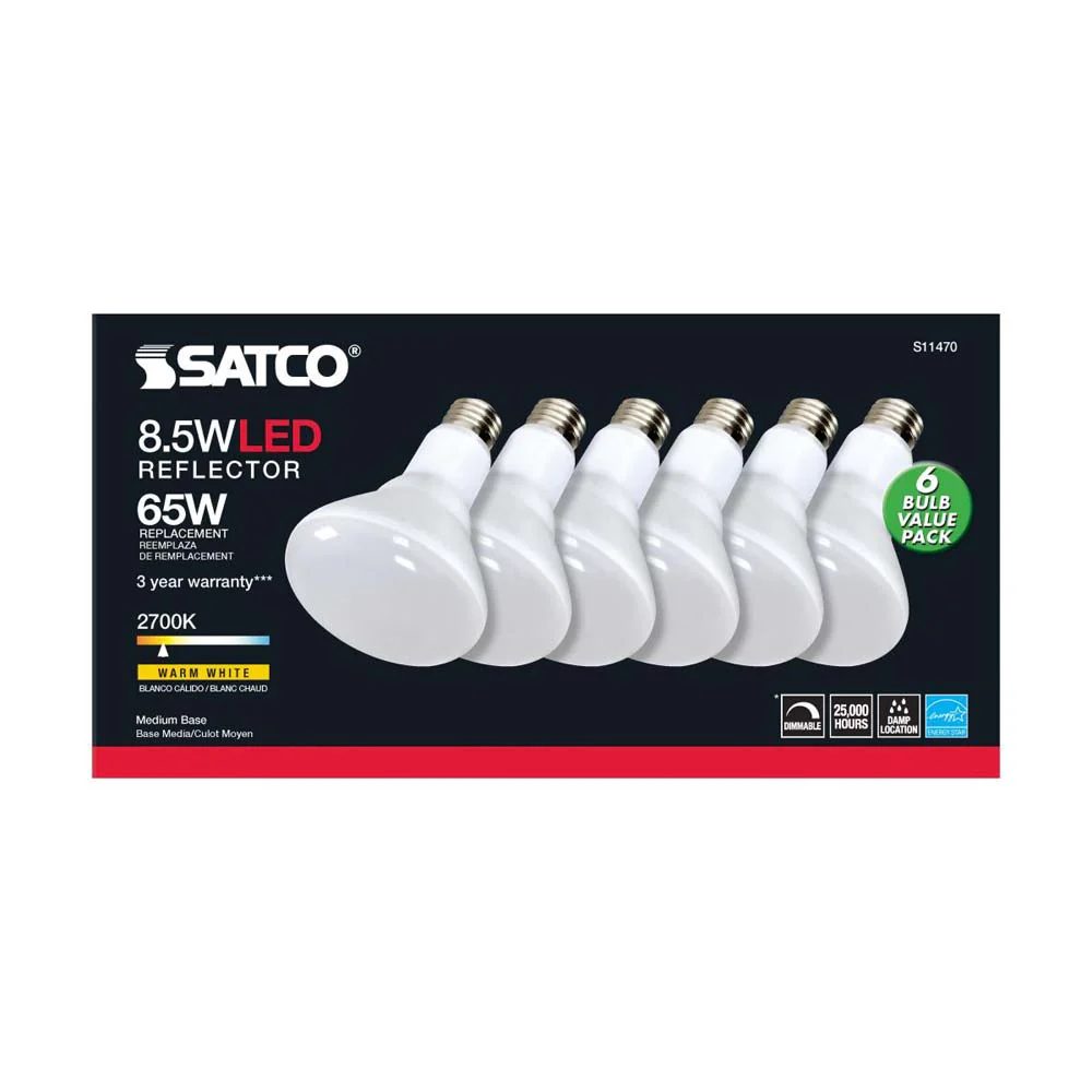 6Pk - 8.5W BR30 LED 2700K Medium Base Dimmable - 65w equiv - Image 5