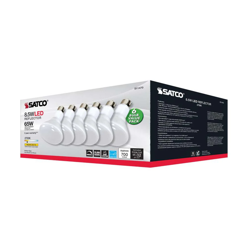 6Pk - 8.5W BR30 LED 2700K Medium Base Dimmable - 65w equiv - Image 7