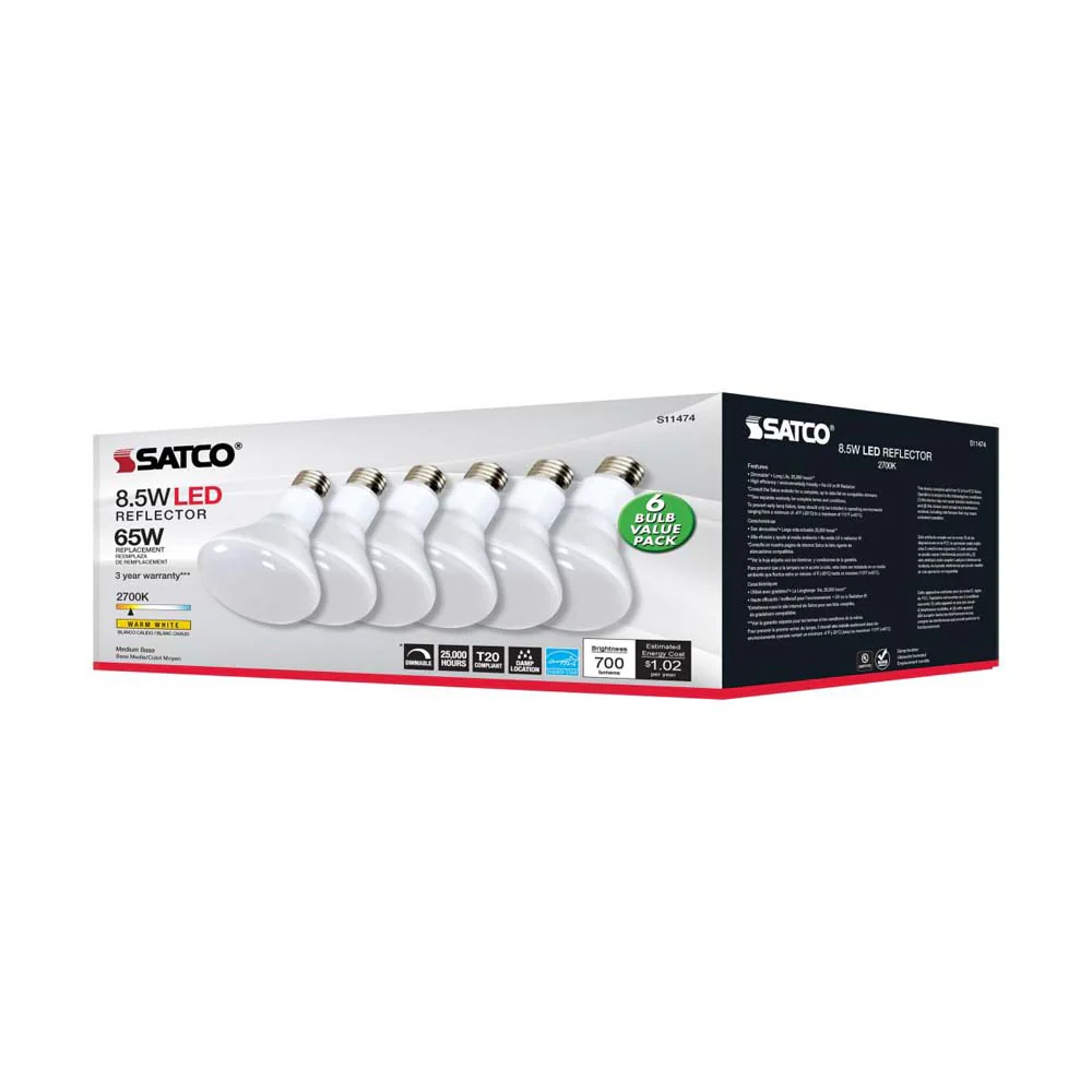 6Pk - 8.5W BR30 LED 2700K Medium Base Dimmable - 65w equiv - Image 8