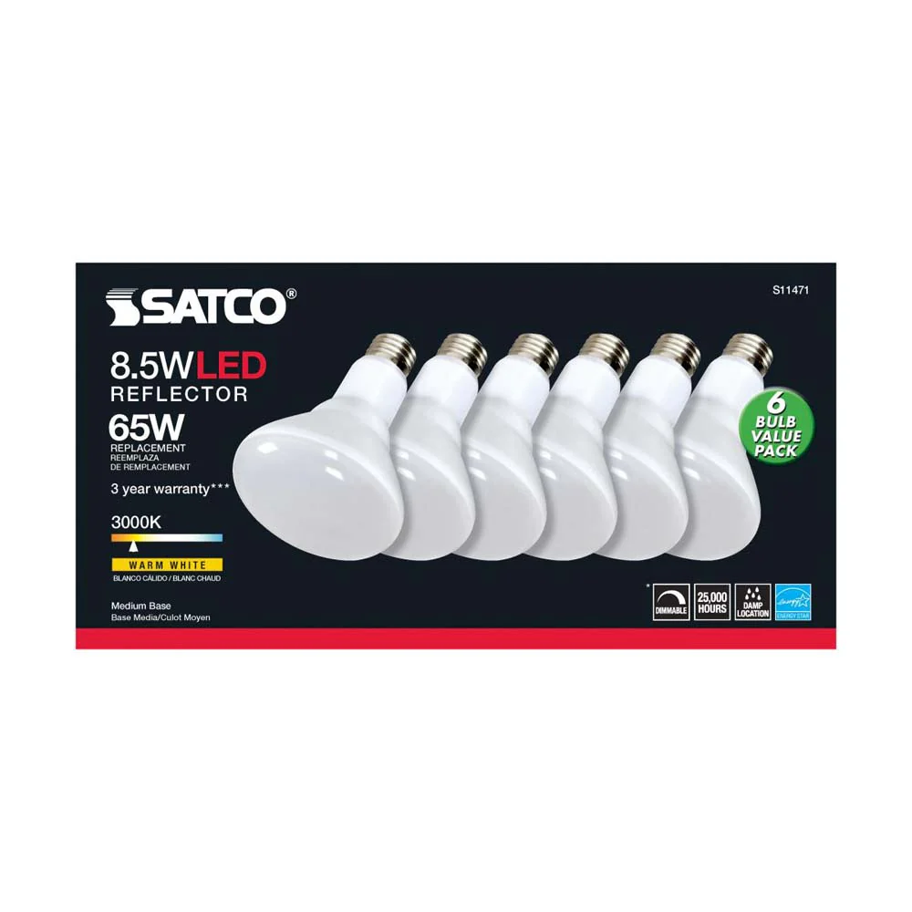 6Pk - 8.5W BR30 LED 3000K Medium Base Dimmable - 65w equiv - Image 4