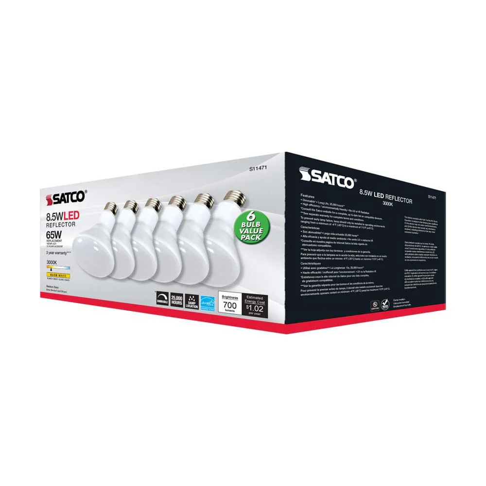 6Pk - 8.5W BR30 LED 3000K Medium Base Dimmable - 65w equiv - Image 8