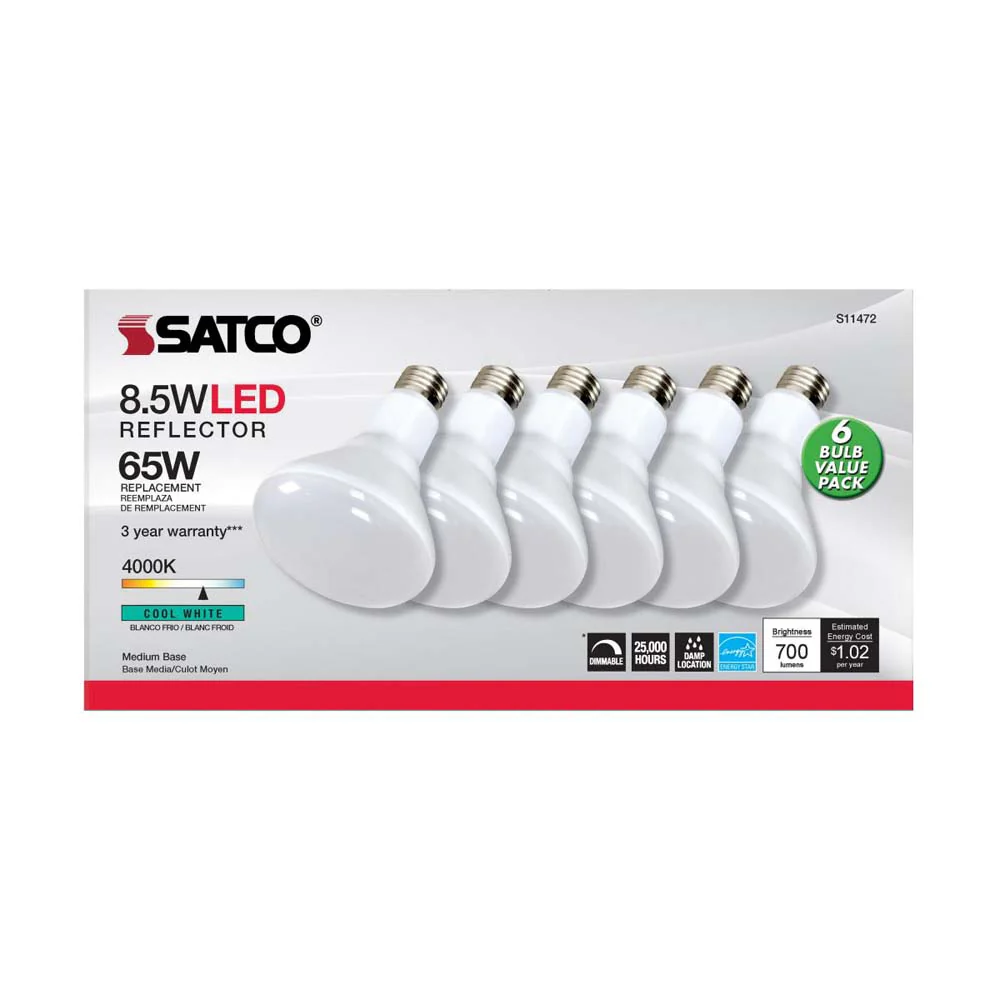 6Pk - 8.5W BR30 LED 4000K Medium Base Dimmable - 65w equiv - Image 3