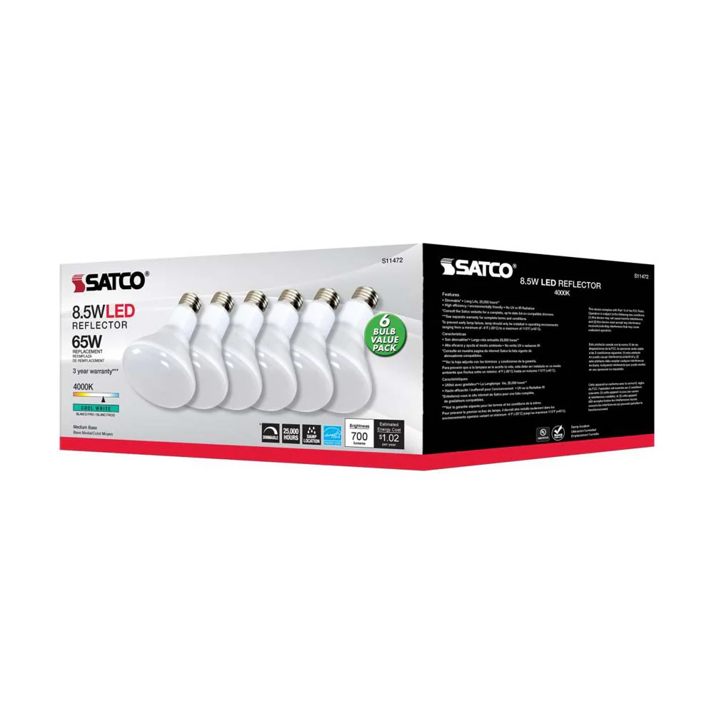 6Pk - 8.5W BR30 LED 4000K Medium Base Dimmable - 65w equiv - Image 7