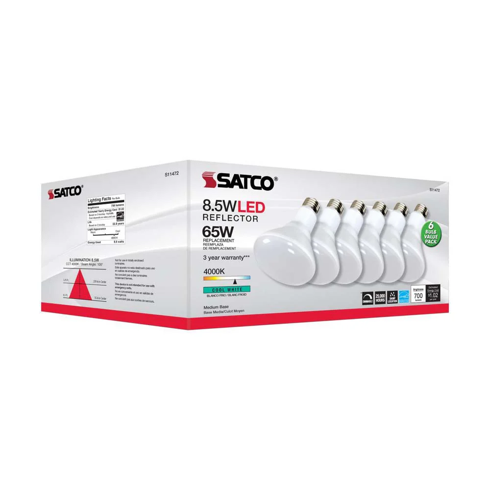 6Pk - 8.5W BR30 LED 4000K Medium Base Dimmable - 65w equiv - Image 8