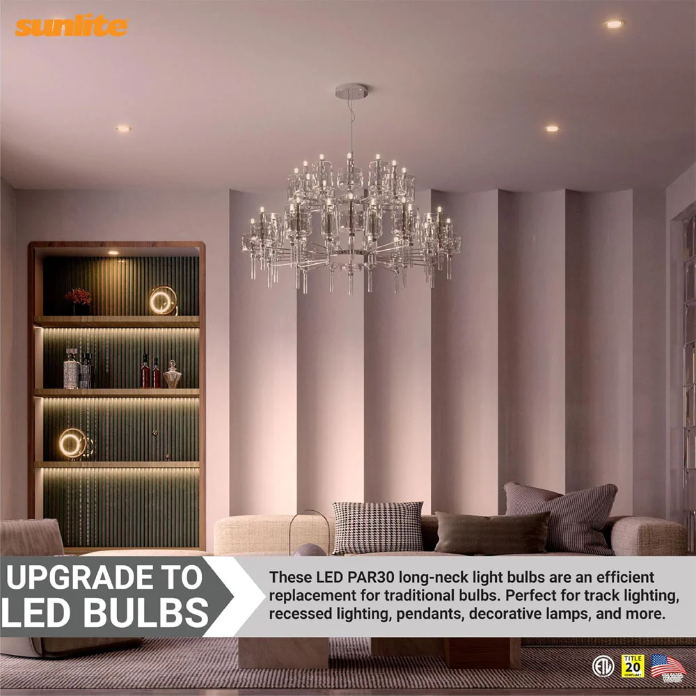 6Pk - 9w Short Neck LED PAR30 E26 Base 3000K Reflector Bulb - 75w equiv - Image 4