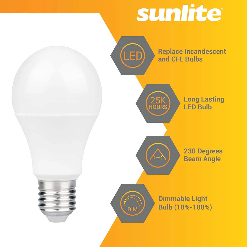 6Pk - Sunlite 11w LED A19 1100Lm 120V E26 Base 4000K Cool White Bulb - 75w equiv - Image 3