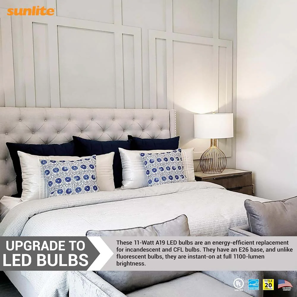 6Pk - Sunlite 11w LED A19 1100Lm 120V E26 Base 4000K Cool White Bulb - 75w equiv - Image 4
