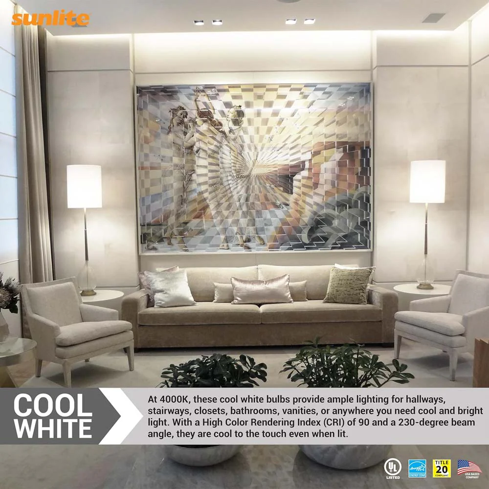6Pk - Sunlite 11w LED A19 1100Lm 120V E26 Base 4000K Cool White Bulb - 75w equiv - Image 5