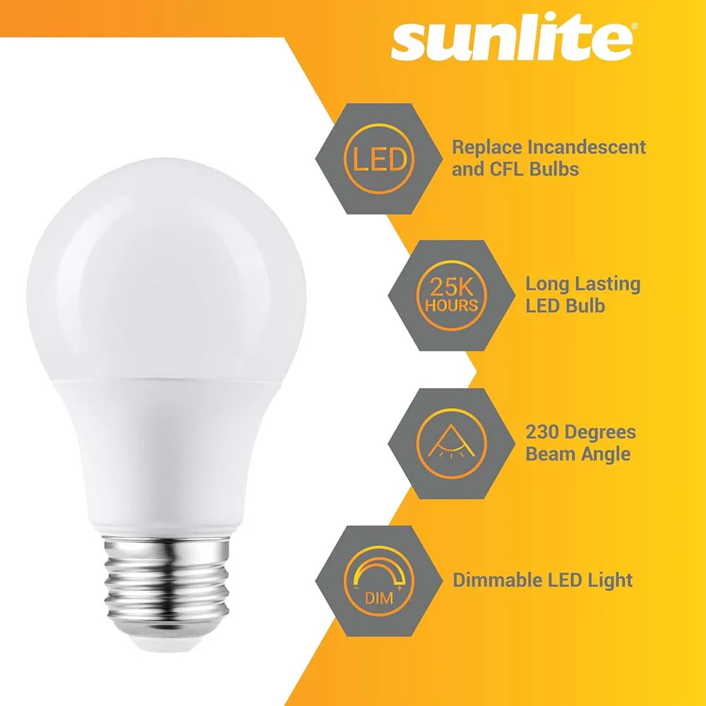 6Pk - Sunlite 11w LED A19 1100Lm 120V E26 Base 5000K SuperWhite Bulb - 75w equiv - Image 3
