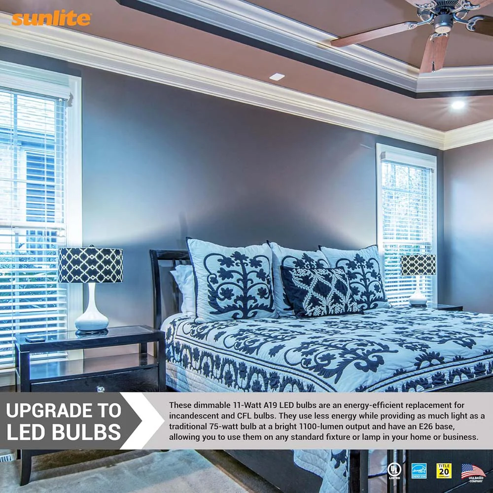 6Pk - Sunlite 11w LED A19 1100Lm 120V E26 Base 5000K SuperWhite Bulb - 75w equiv - Image 5