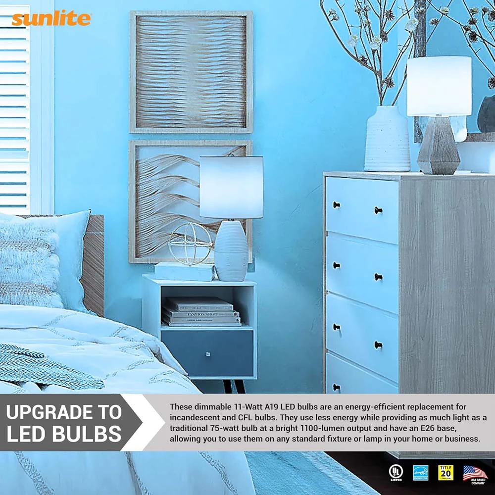 6Pk - Sunlite 11w LED A19 1100Lm 120V E26 Base 6500K Daylight Bulb - 75w equiv - Image 5