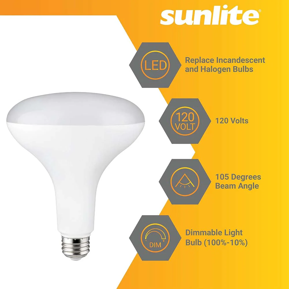 Sunlite 13w LED BR40 Reflector E26 Base Dimmable 3000K Bulb - 85w Equiv - Image 4