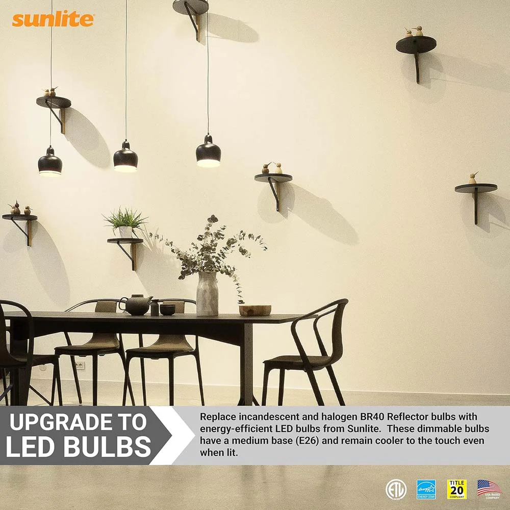 Sunlite 13w LED BR40 Reflector E26 Base Dimmable 3000K Bulb - 85w Equiv - Image 5