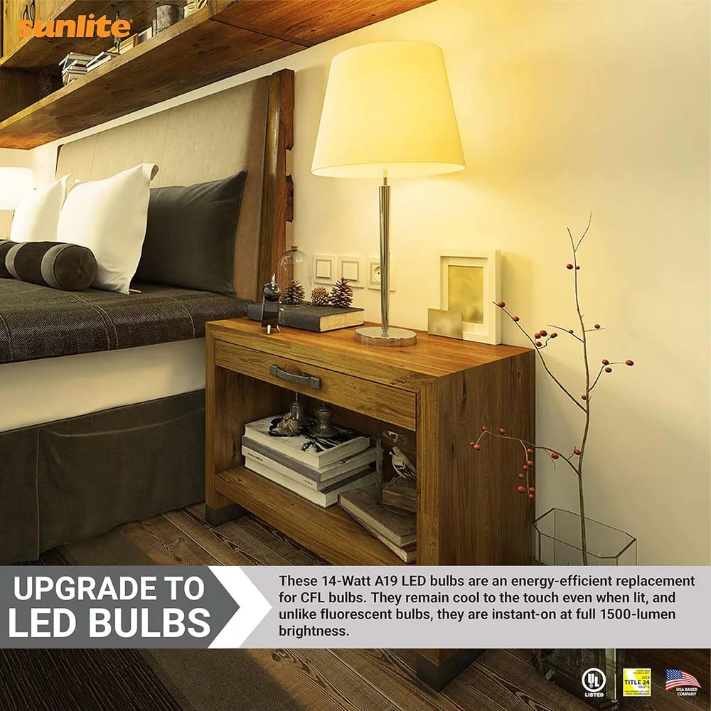 Sunlite 14w LED A19 120v Dimmable GU24 Base 3000K Bulb - 100w Equiv - Image 5