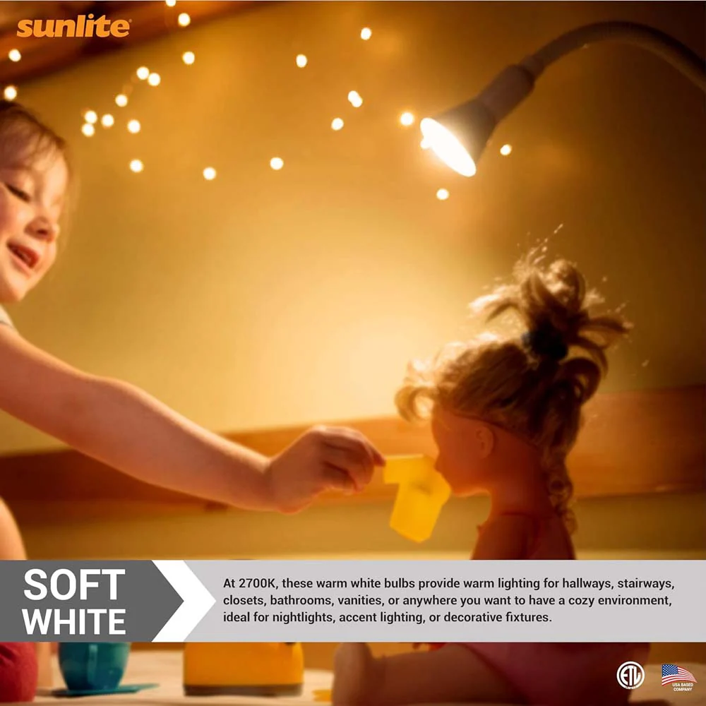 6Pk - Sunlite 1w S6 LED Night E12 Candelabra Base 2700K Warm White Bulb - Image 6