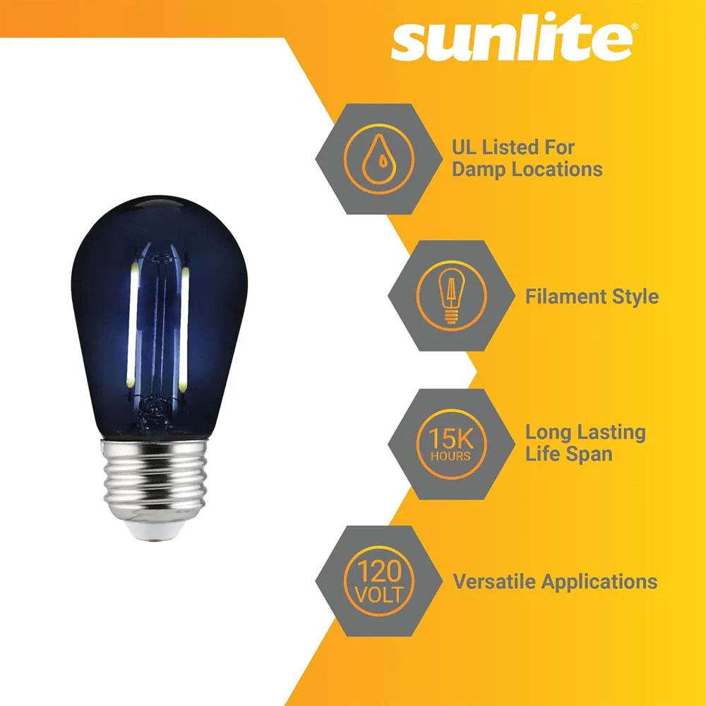 6Pk - Sunlite 2w LED Black S14 Sign Transparent E26 Base Dimmable Bulb - Image 3