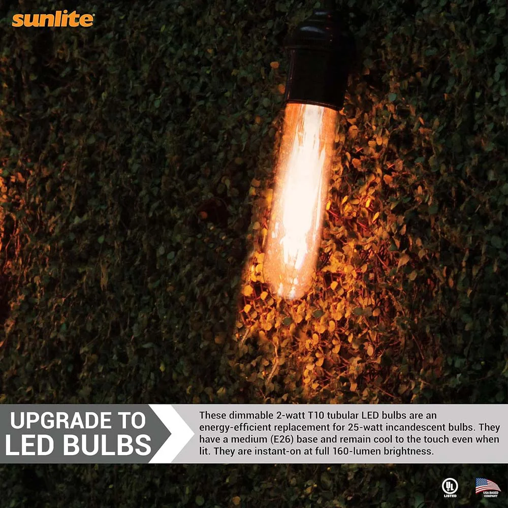 6Pk - Sunlite 2w LED Edison T10/T30 Tubular E26 2700K Bulb - 25W Equiv - Image 4