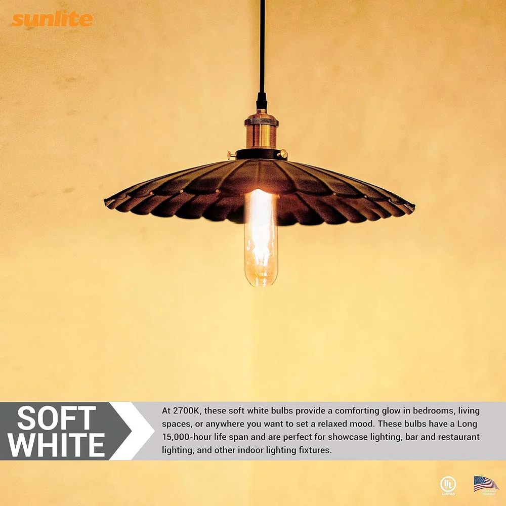 6Pk - Sunlite 2w LED Edison T10/T30 Tubular E26 2700K Bulb - 25W Equiv - Image 5