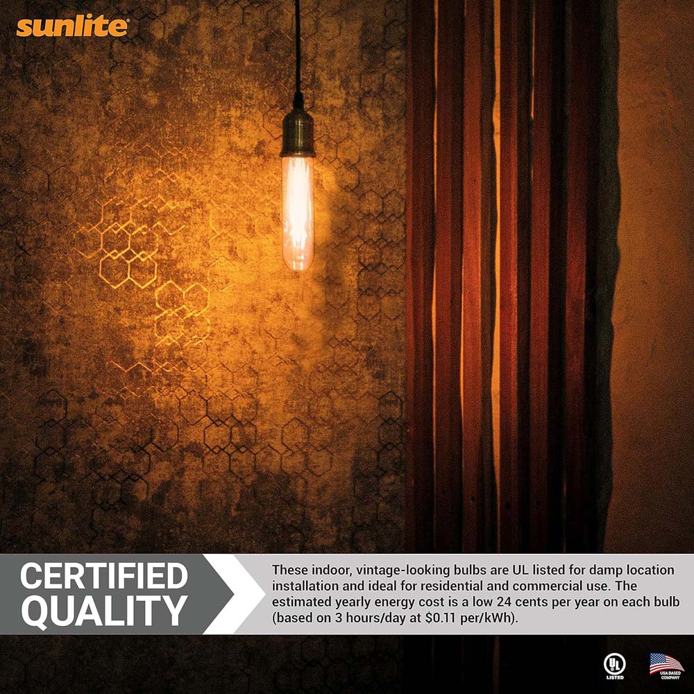 6Pk - Sunlite 2w LED Edison T10/T30 Tubular E26 2700K Bulb - 25W Equiv - Image 6