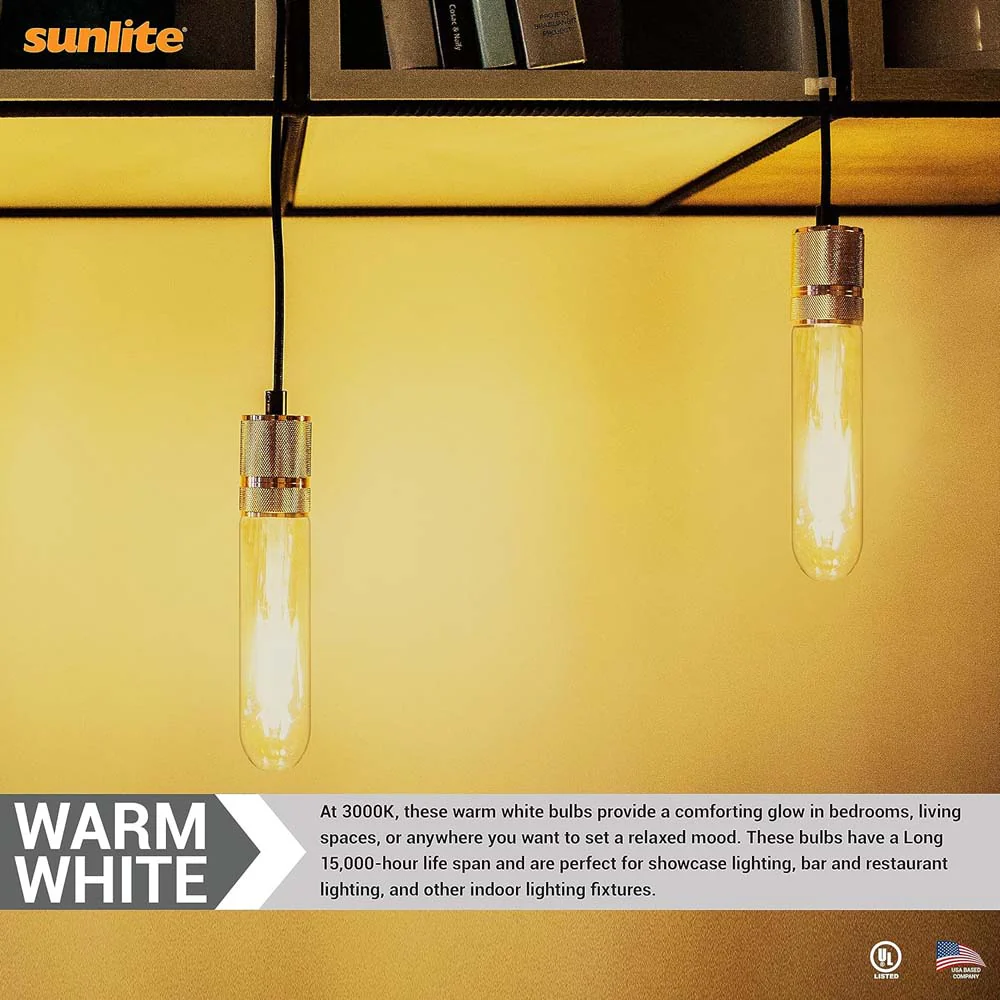 6Pk - Sunlite 2w LED Edison T10/T30 Tubular E26 3000K Bulb - 25W Equiv - Image 5