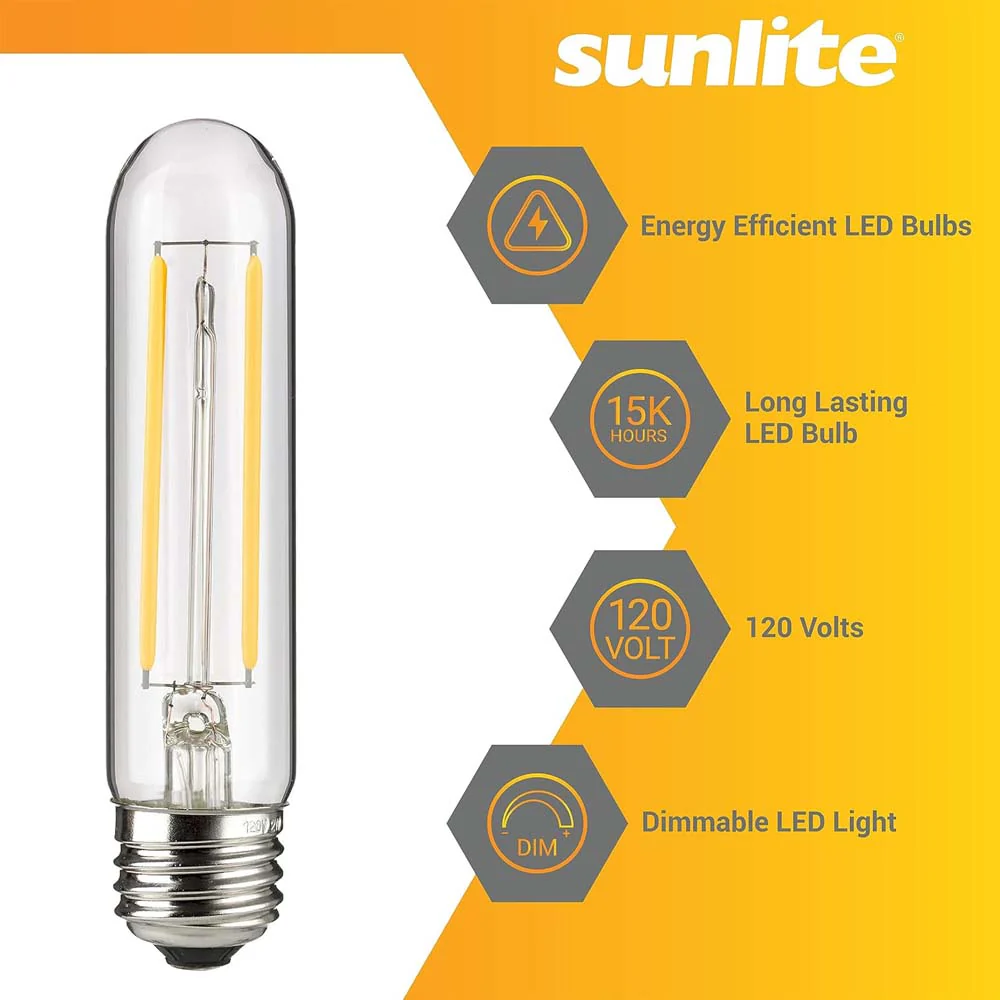 6Pk - Sunlite 2w LED Edison T10/T30 Tubular E26 4000K Bulb - 25W Equiv - Image 3