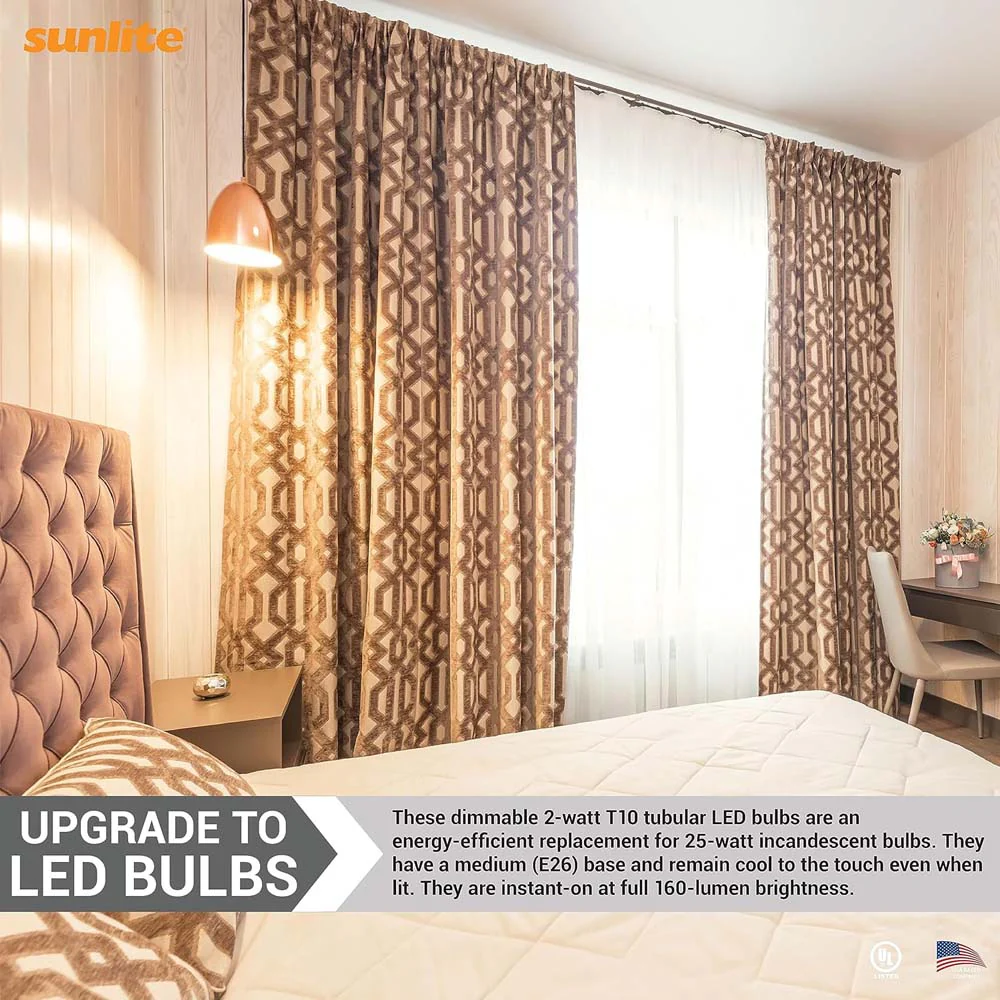 6Pk - Sunlite 2w LED Edison T10/T30 Tubular E26 4000K Bulb - 25W Equiv - Image 4