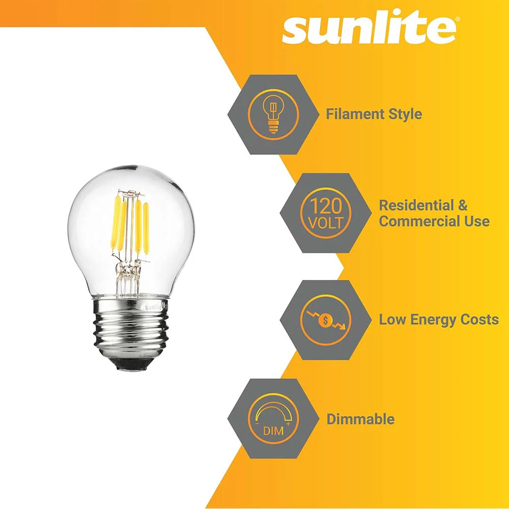 6Pk - Sunlite 3W LED G16 Bulb 2700K 250Lm E26 Base Clear Finish - Image 3