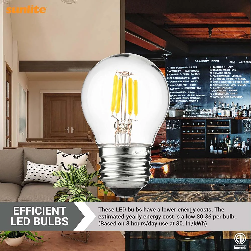 6Pk - Sunlite 3W LED G16 Bulb 2700K 250Lm E26 Base Clear Finish - Image 6