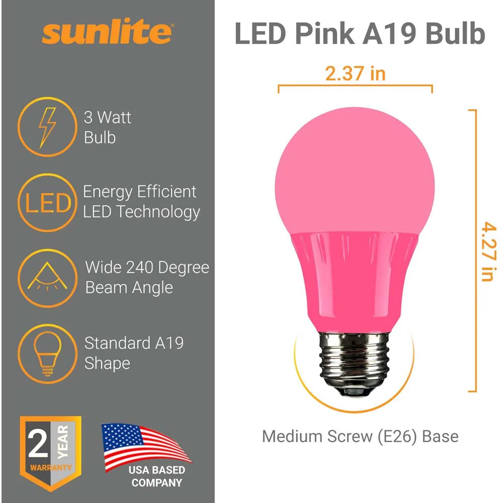 6Pk - Sunlite 4.5 Watts LED A19 Colored Red Transparent Dimmable Light Bulb - Image 2