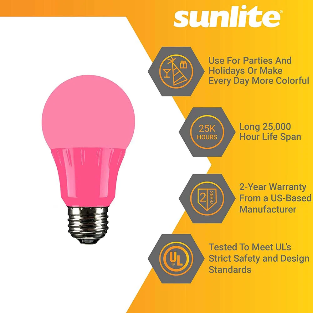 6Pk - Sunlite 4.5 Watts LED A19 Colored Red Transparent Dimmable Light Bulb - Image 3
