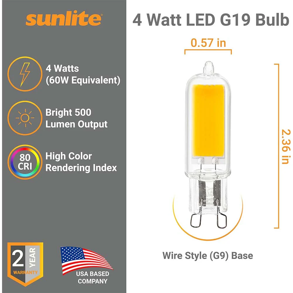 6Pk - Sunlite 4w LED G9 Bi Pin Base 3000K Natural White Bulb - 60W Equiv - Image 2
