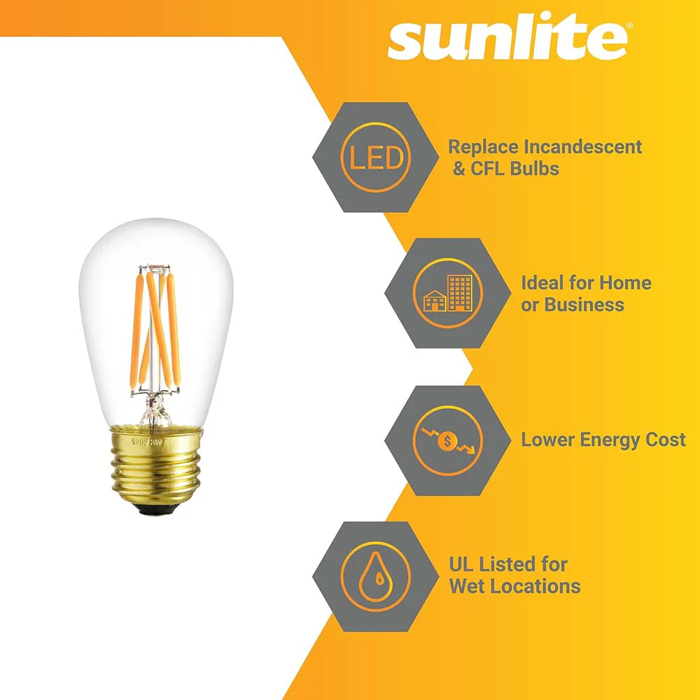6Pk - Sunlite 4w LED S14 Glass String E26 Base 2700K Bulb - 25W Equiv - Image 3