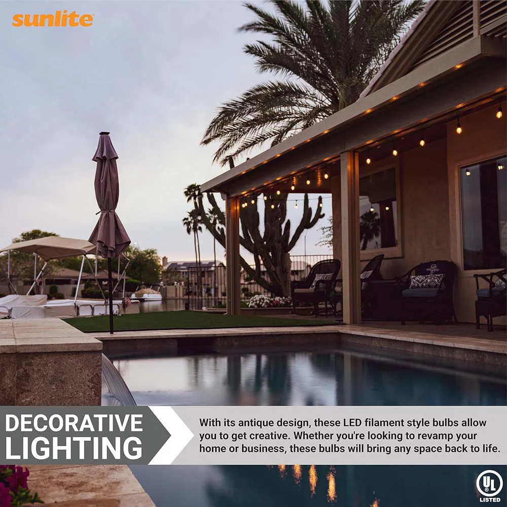 6Pk - Sunlite 4w LED S14 Glass String E26 Base 2700K Bulb - 25W Equiv - Image 4
