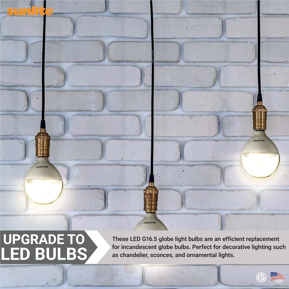 6Pk - Sunlite 5w LED G16.5 Clear Globe E12 Base 4000K Bulb - 40W Equiv - Image 4