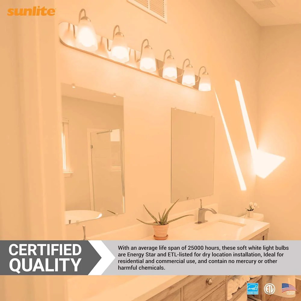 6Pk - Sunlite 5w Led G16.5 GlobeE12 Candelabra Frosted Dimmable Light Bulb - Image 4