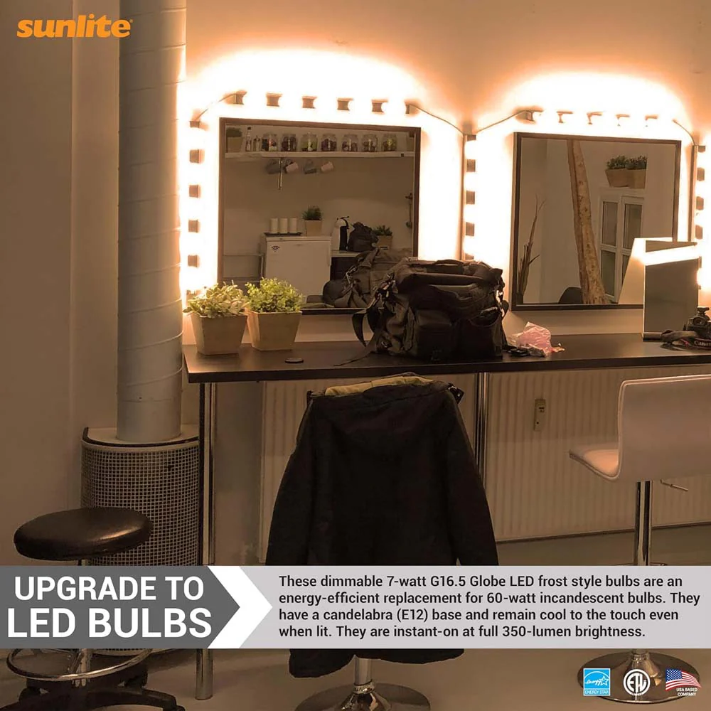 6Pk - Sunlite 5w Led G16.5 GlobeE12 Candelabra Frosted Dimmable Light Bulb - Image 5