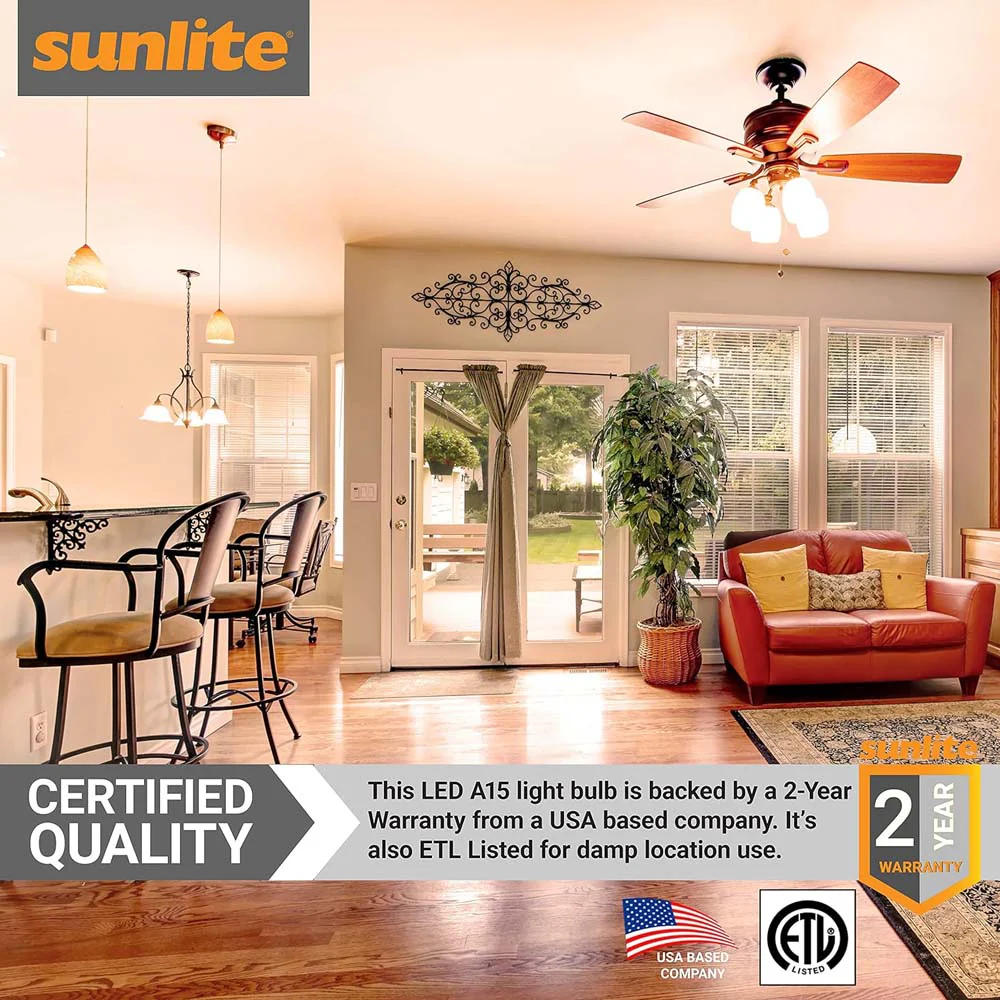 6Pk - Sunlite 6w LED A15 Frosted E17 Base Dimmable 3000K Bulb - 40W Equiv - Image 5