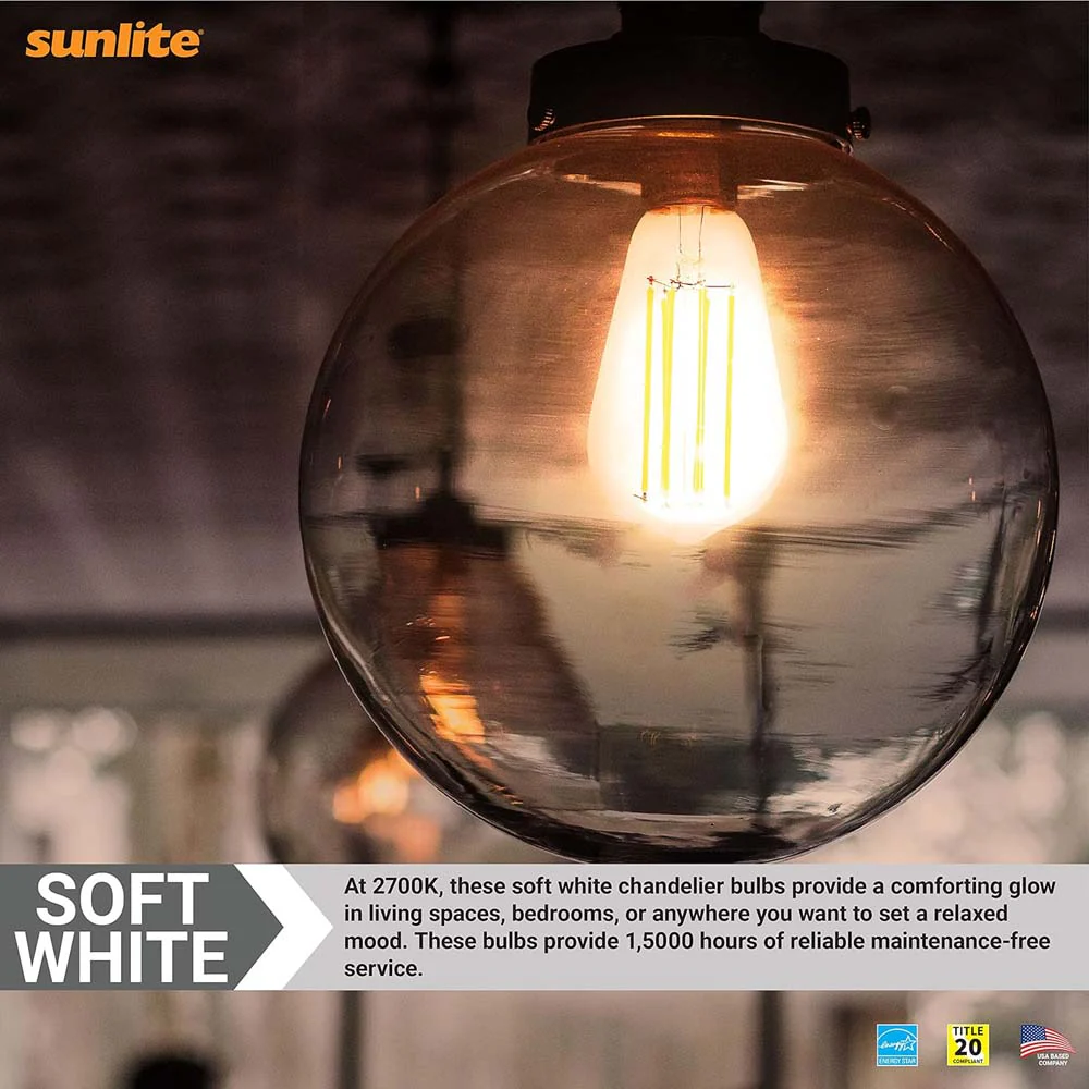Sunlite 6w LED S19 Filament Style Edison E26 Base 2700K Bulb - 60W Equiv - Image 5