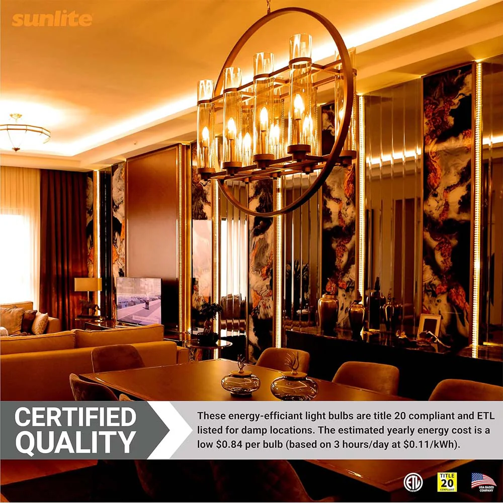 6Pk - Sunlite 7w LED B11 Decorative Chandelier E12 2700K Bulb - 60W Equiv - Image 6