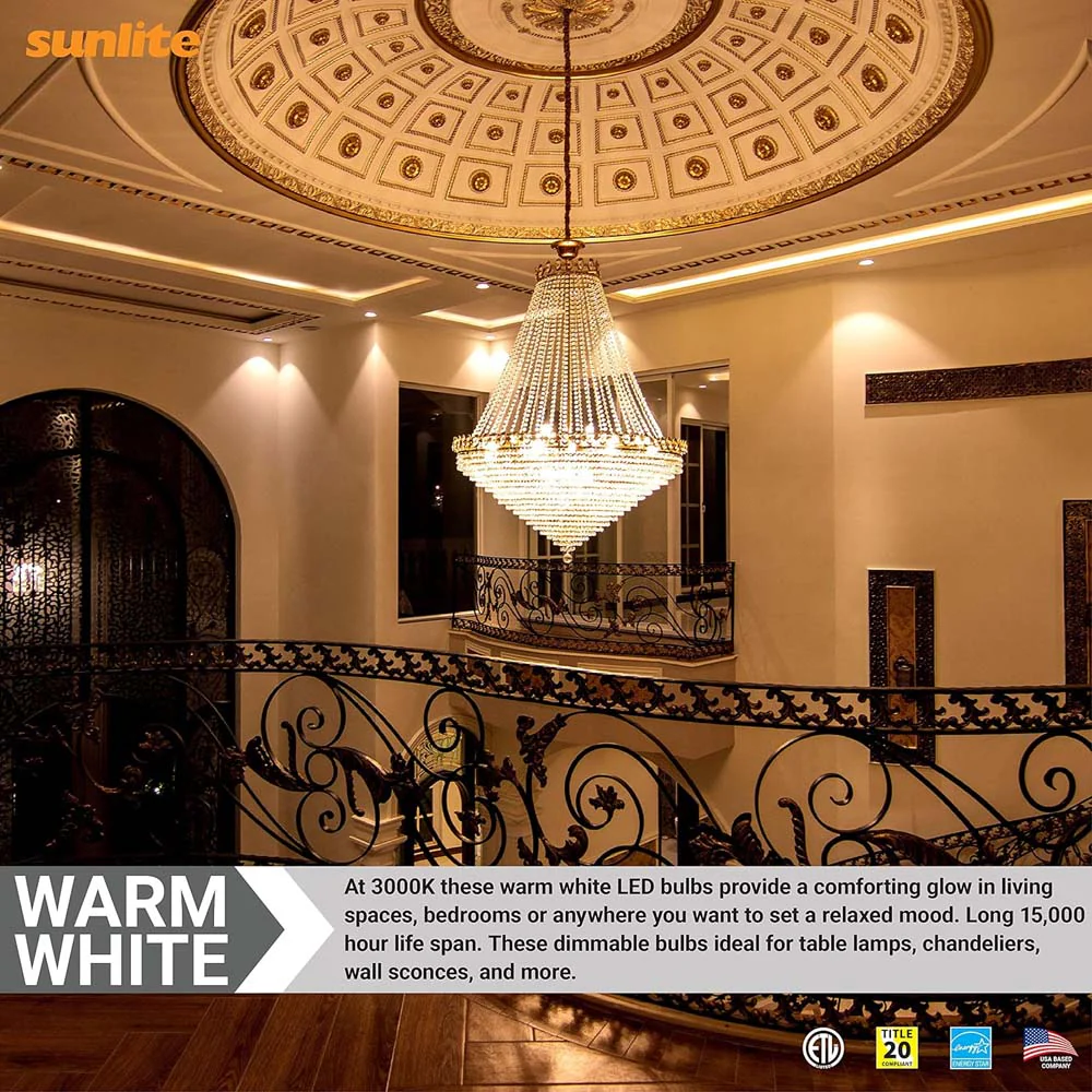 6Pk - Sunlite 7w LED B13 Decorative Chandelier E26 3000K Bulb - 60W Equiv - Image 5