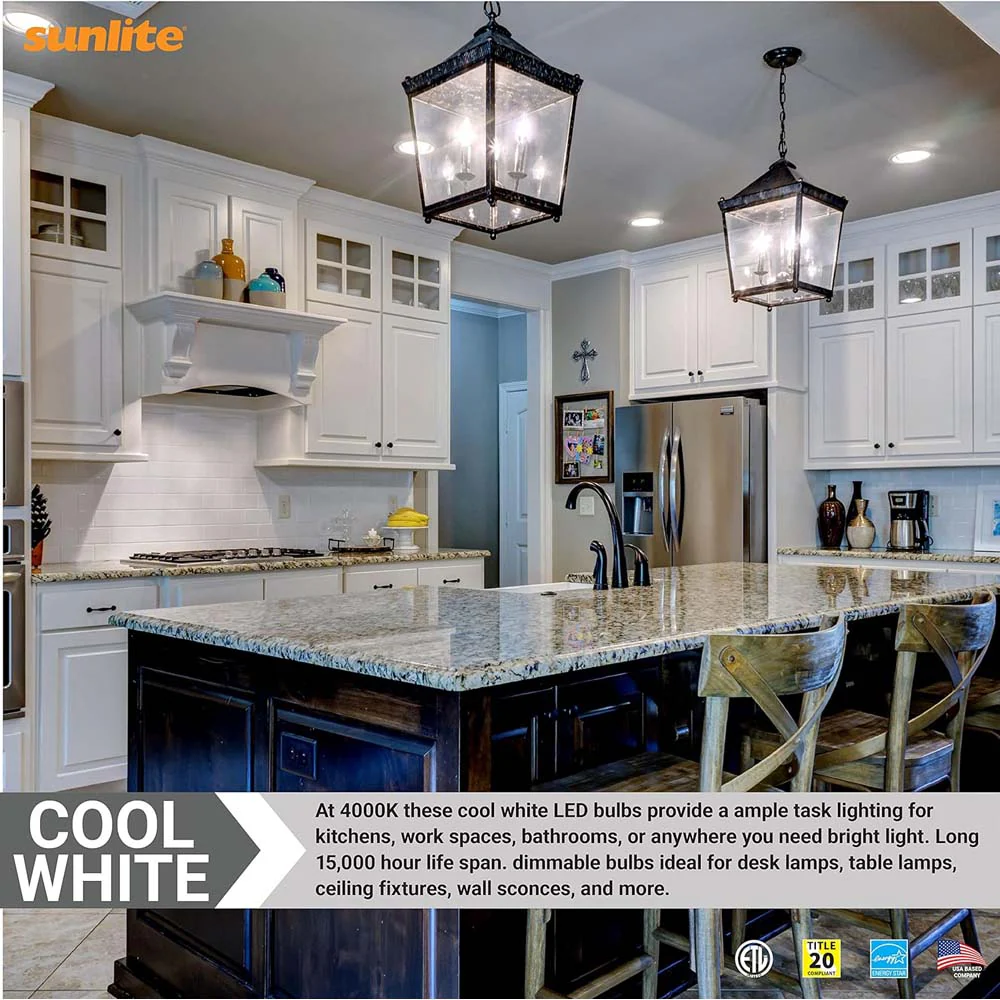 6Pk - Sunlite 7w LED B13 Decorative Chandelier E26 4000K Bulb - 60W Equiv - Image 5