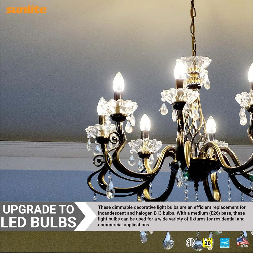 6Pk - Sunlite 7w LED B13 Decorative Chandelier E26 4000K Bulb - 60W Equiv - Image 4
